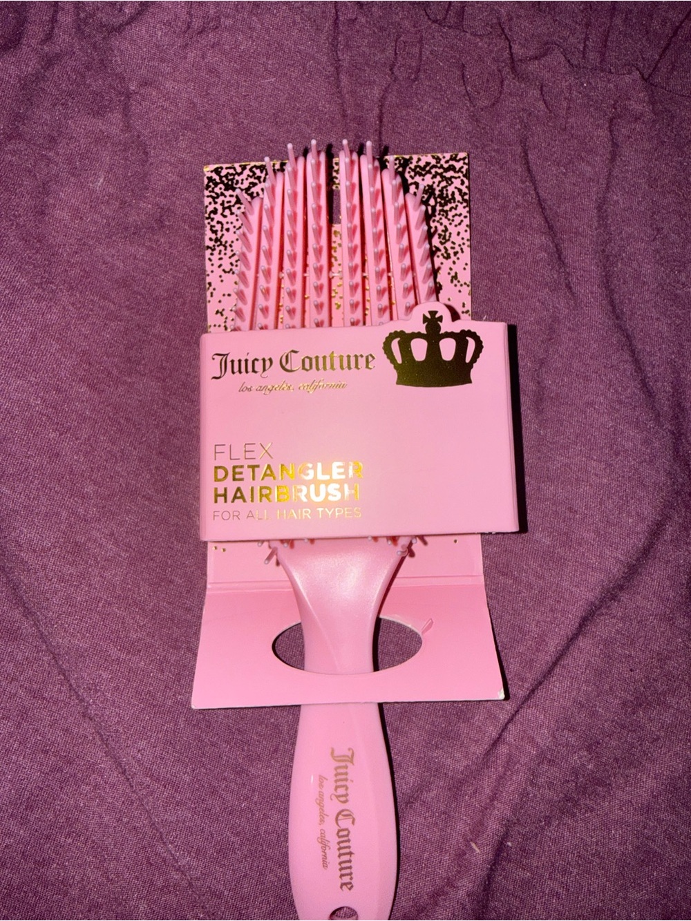 Juicy Couture Pink Flex Detangler Hair Brush with Gold Logo